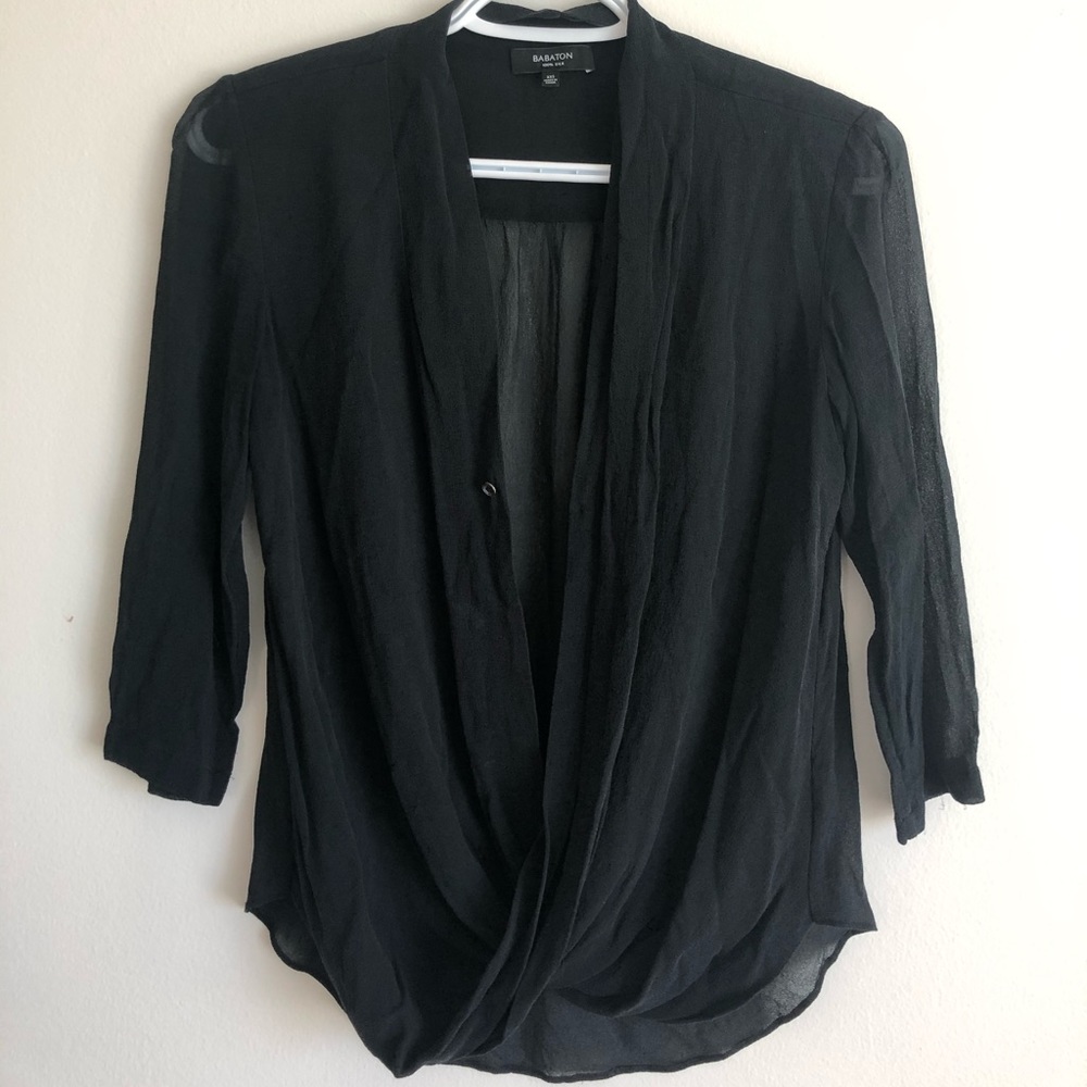 Sheer, black Babaton blouse